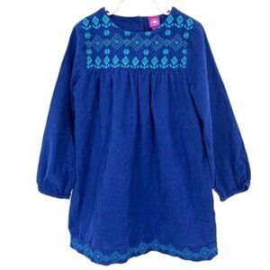 J. Khaki Girl’s Royal Blue Embroidered Corduroy Dress
